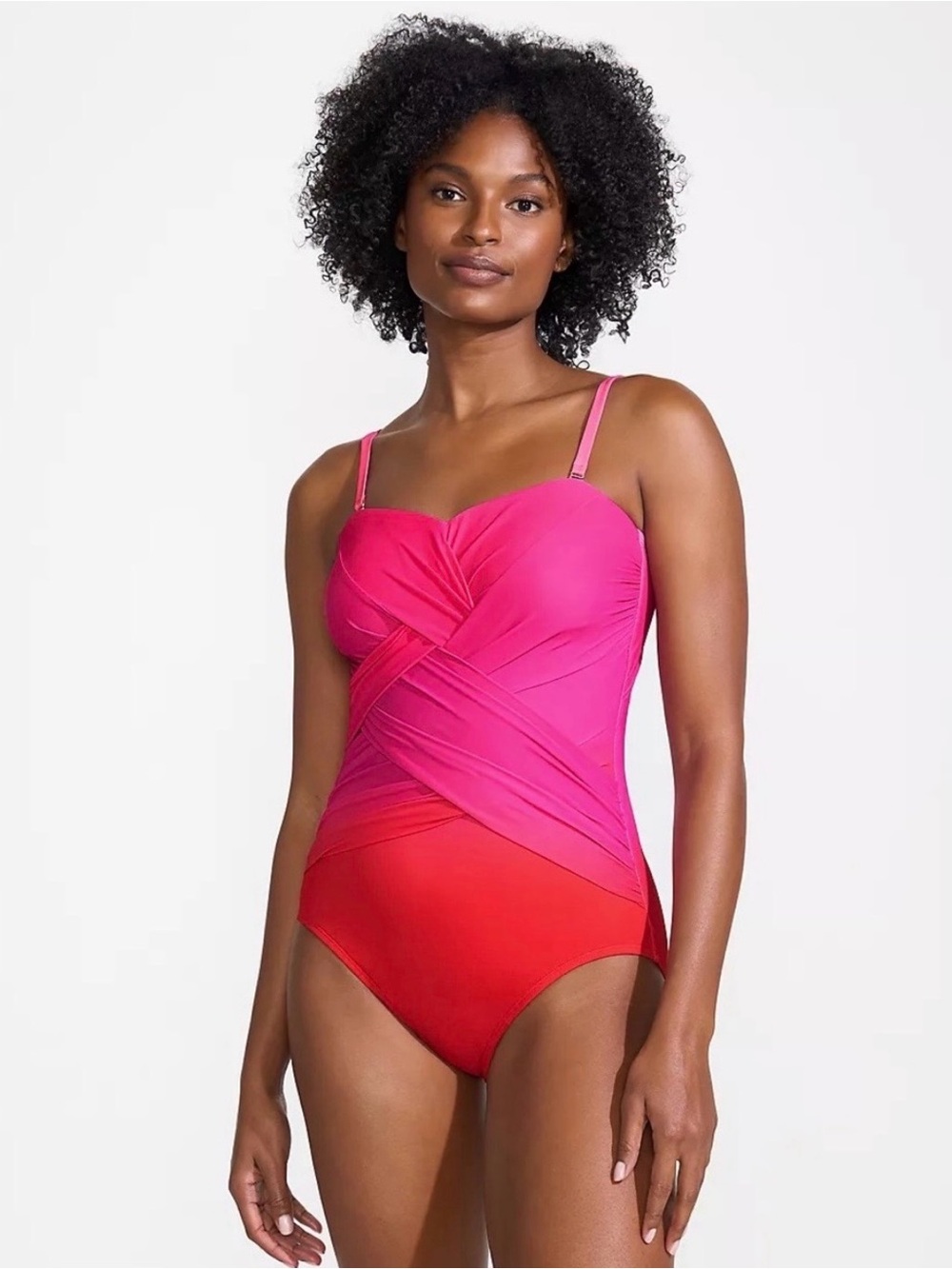 NWT Land's End LONG TORSO SlenderSuit Wrap
Bandeau One Piece Swimsuit